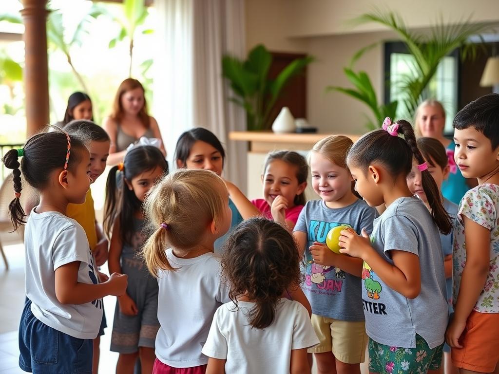 Dzieci uczestniczące w animacjach hotelowych na Dominikanie