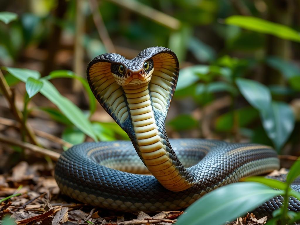 Jadowity wąż kobra królewska w Tajlandii