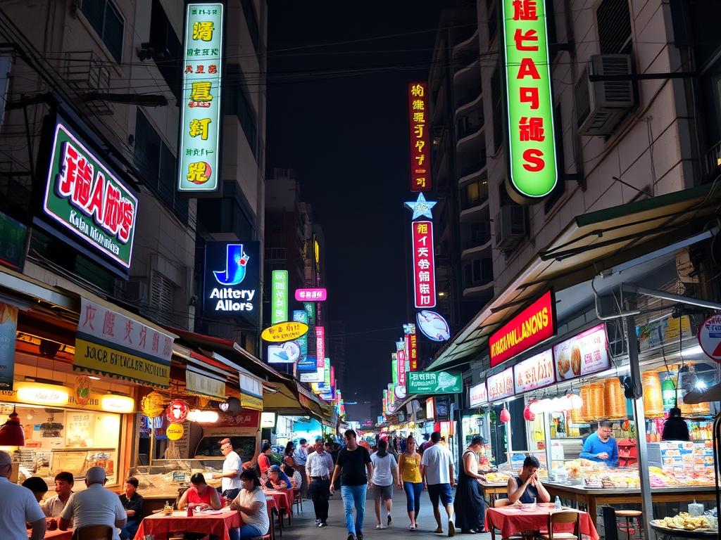 Jalan Alor w Kuala Lumpur - ulica z nocnymi straganami z jedzeniem