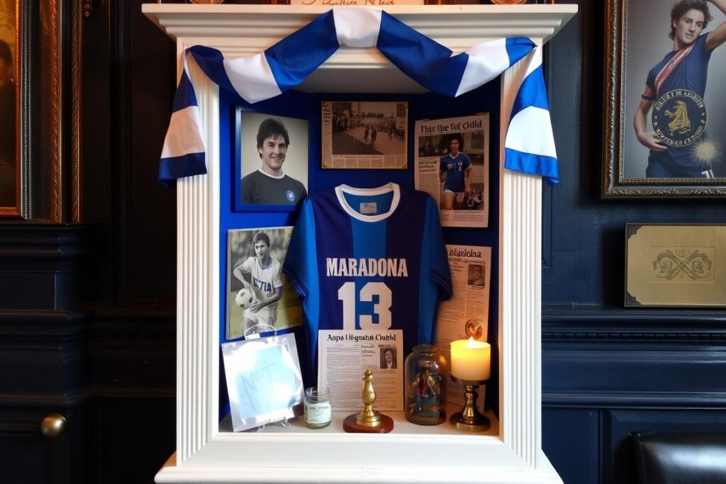 Kaplica Maradony w barze Nilo w Neapolu z pamiątkami po legendarnym piłkarzu