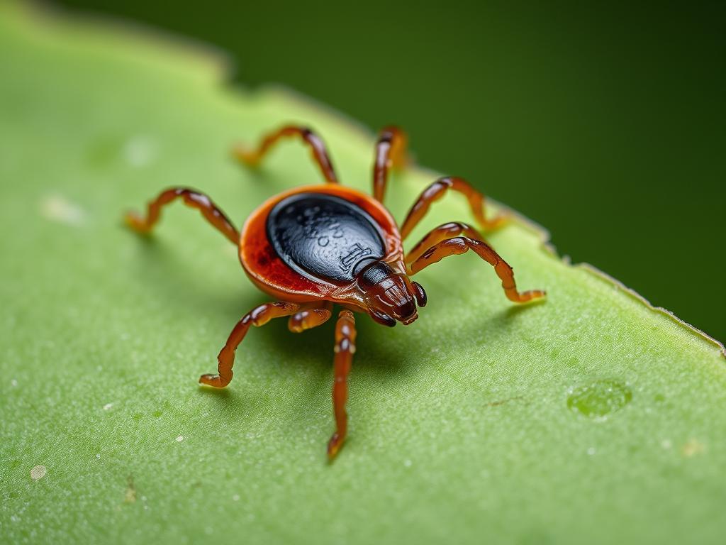 Kleszcz na liściu rośliny na Cyprze