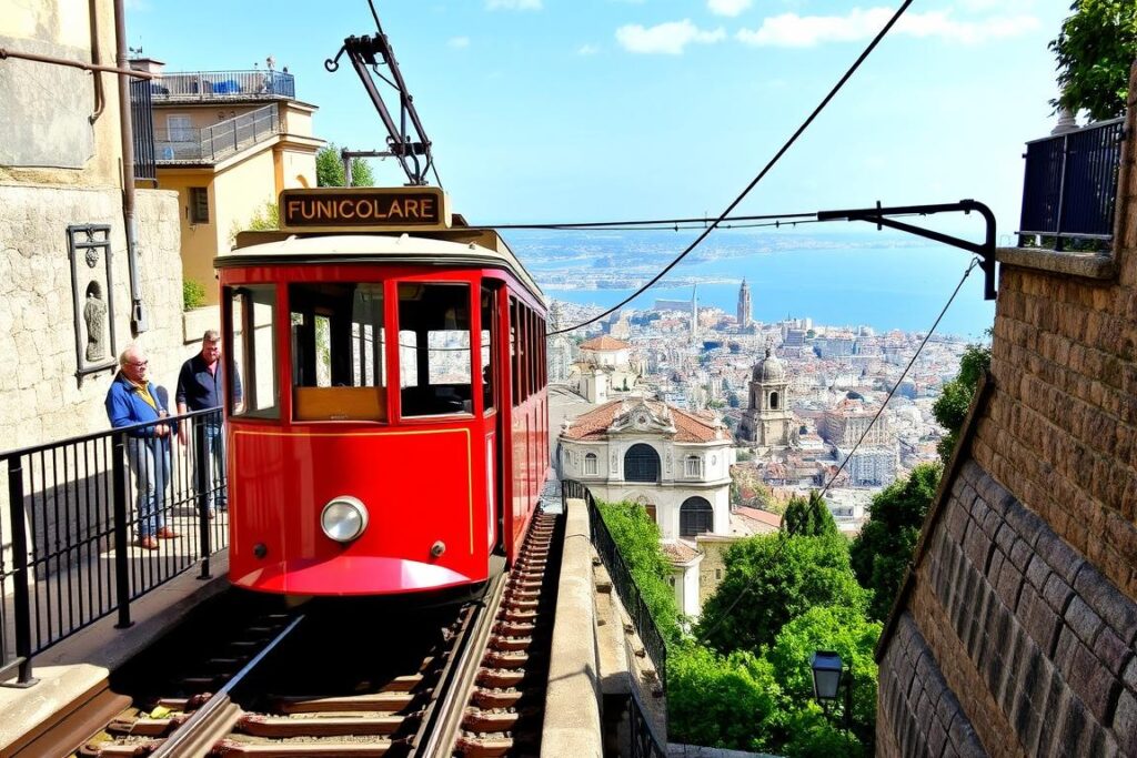 Kolejka linowo-terenowa (funicolare) prowadząca na wzgórze Vomero w Neapolu