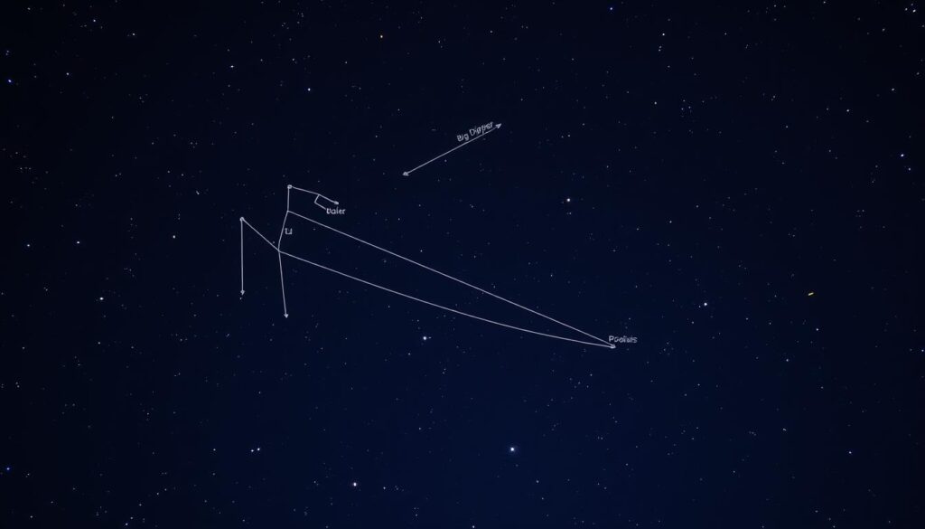 Konstelacje Wielkiego i Małego Wozu wskazujące drogę do Gwiazdy Polarnej