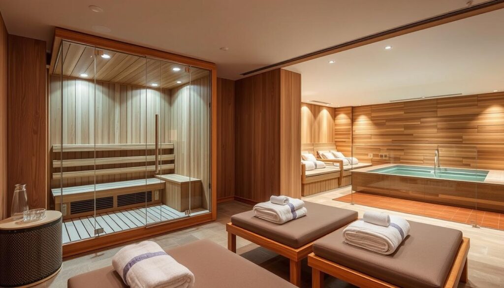 Luksusowa strefa wellness z sauną w hotelu pięciogwiazdkowym