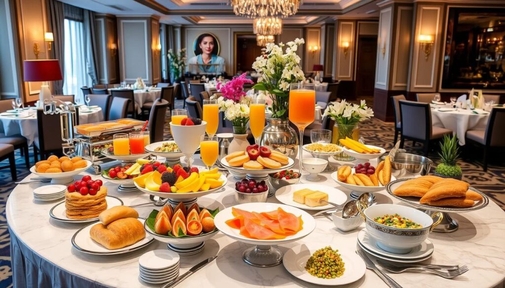 Luksusowy bufet śniadaniowy w hotelu pięciogwiazdkowym