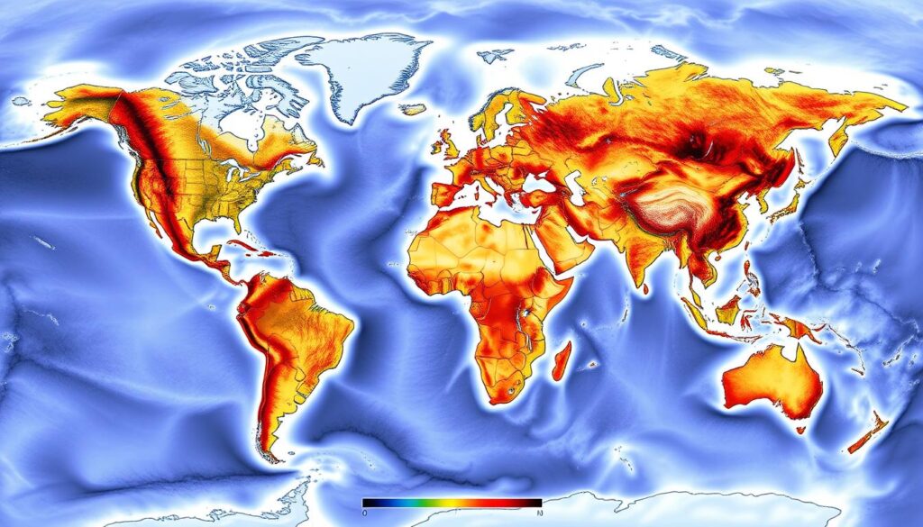 Mapa pokazująca linie deklinacji magnetycznej na świecie