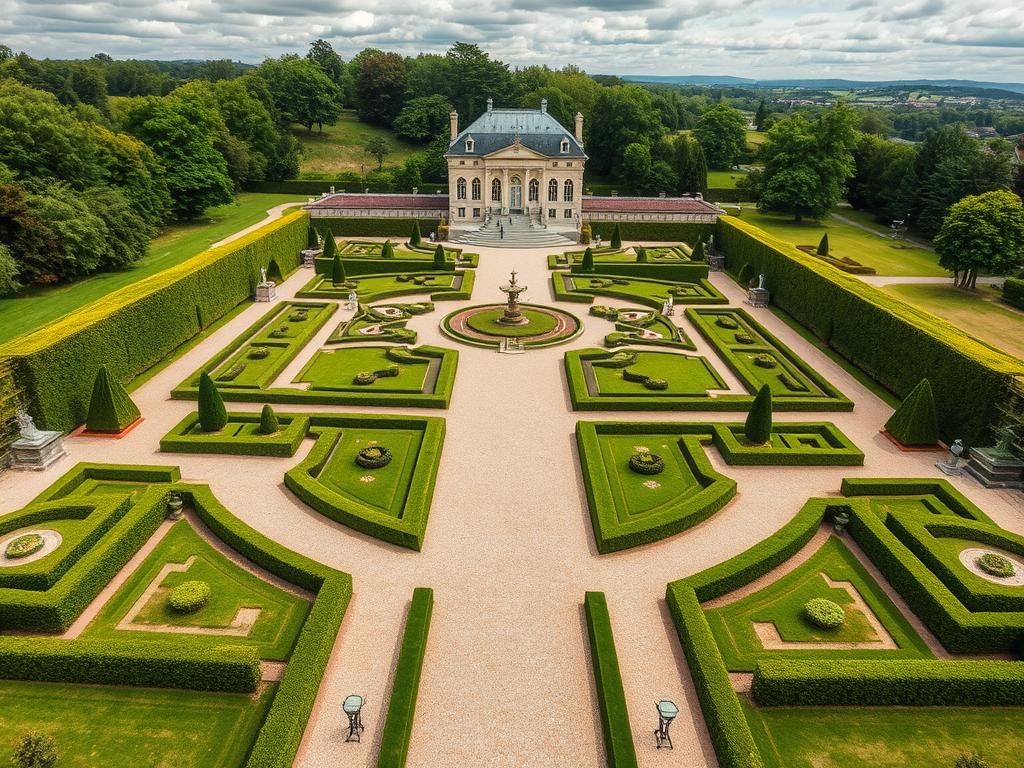 Ogrody zamkowe w Podhorcach z geometrycznymi parterami i alejami