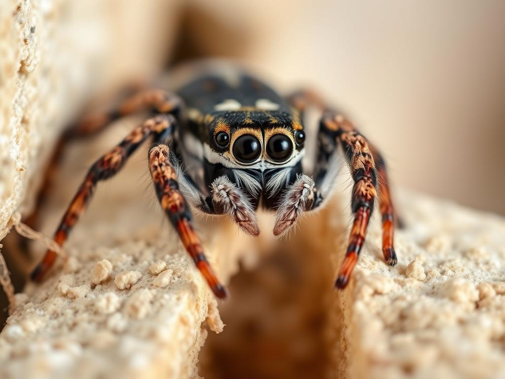 Pająk skaczący (Salticidae) na ścianie budynku na Cyprze