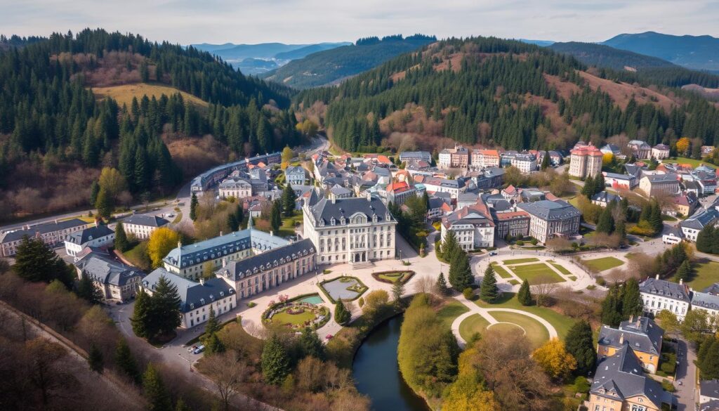 Panorama Baden-Baden, słynnego uzdrowiska w Schwarzwaldzie (Czarnym Lesie)