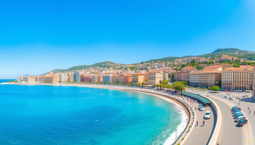 Panorama Nicei z widokiem na Promenadę Anglików i Morze Śródziemne