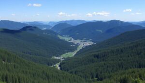 Panorama Schwarzwaldu (Czarnego Lasu) z widokiem na góry i doliny pokryte gęstym lasem