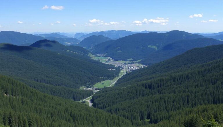 Panorama Schwarzwaldu (Czarnego Lasu) z widokiem na góry i doliny pokryte gęstym lasem