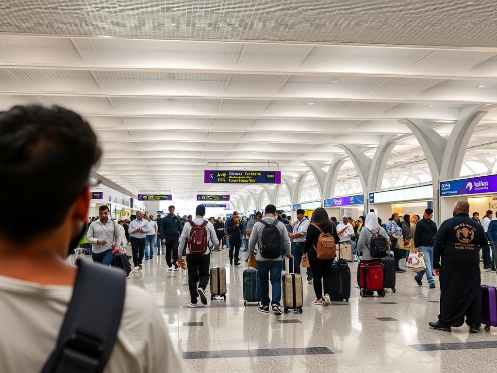 Pasażerowie podczas przesiadki na międzynarodowym lotnisku w Dubaju w drodze na Seszele lub Malediwy