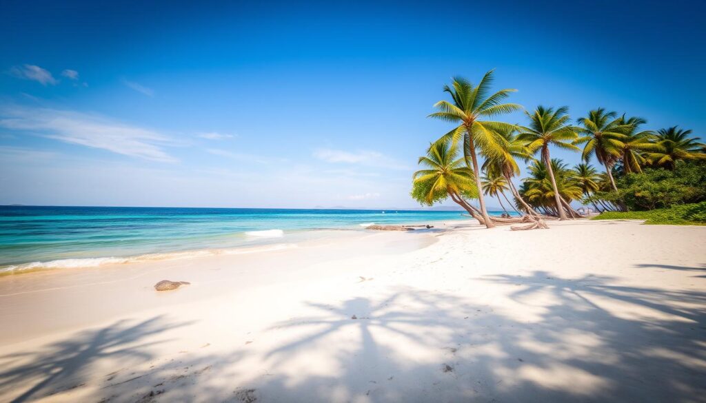 Plaża Phu Quoc w Wietnamie - biały piasek, turkusowa woda i palmy