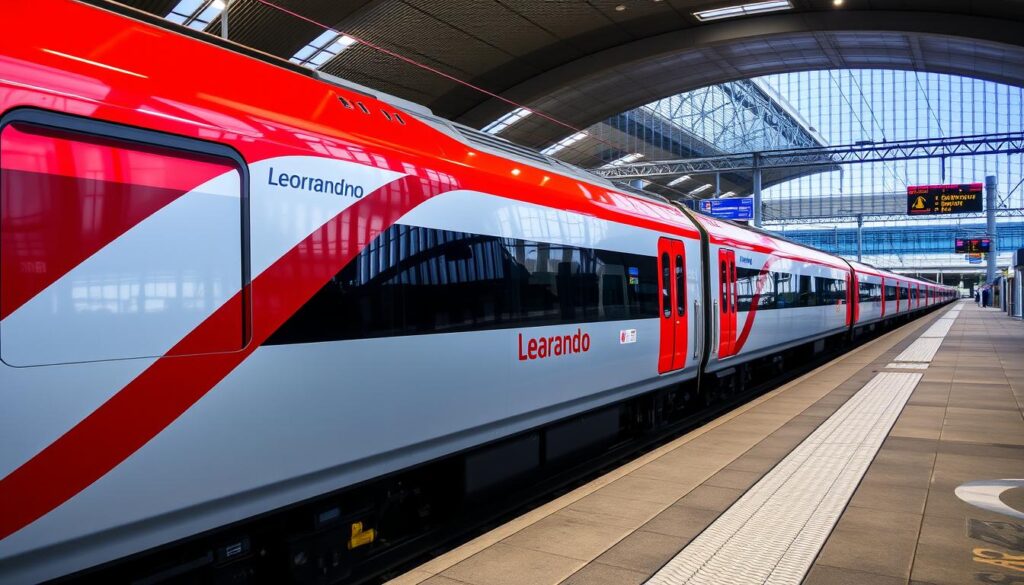 Pociąg Leonardo Express na stacji lotniska Fiumicino