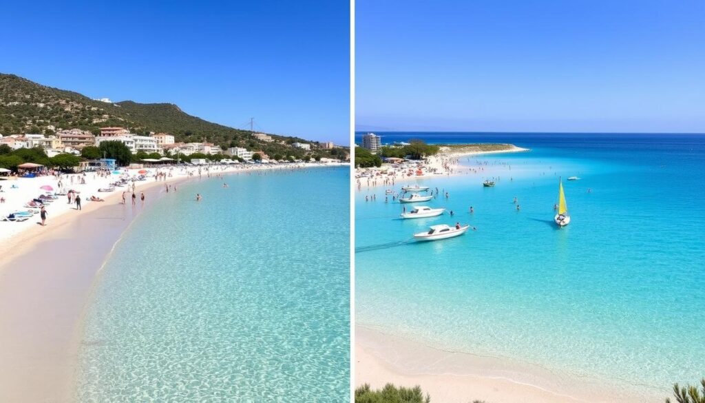 Porównanie plaż w Tsilivi (po lewej) i Laganas (po prawej) na Zakynthos