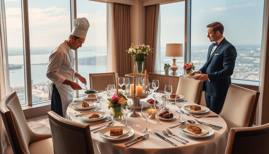 Prywatna kolacja przygotowana przez szefa kuchni w suicie hotelowej
