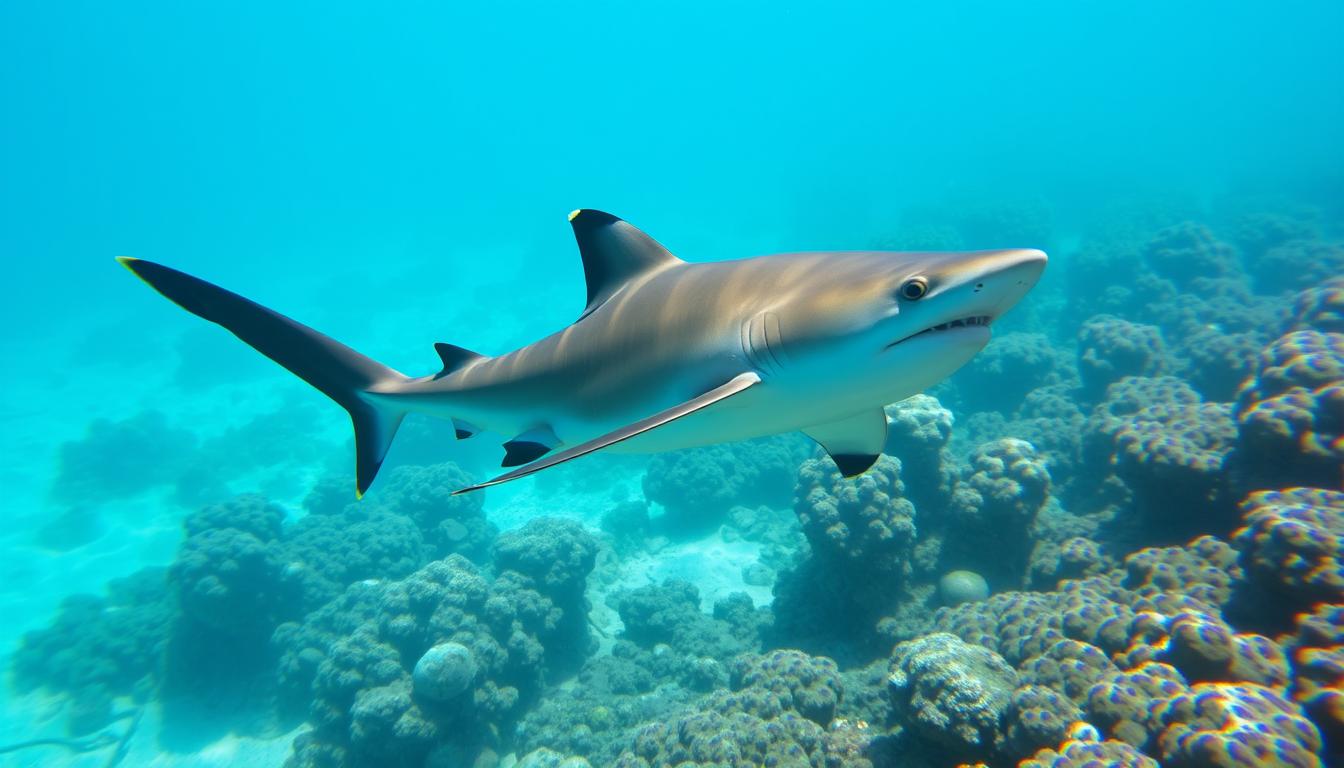 Rekin rafowy czarnopłetwy pływający w wodach Tajlandii