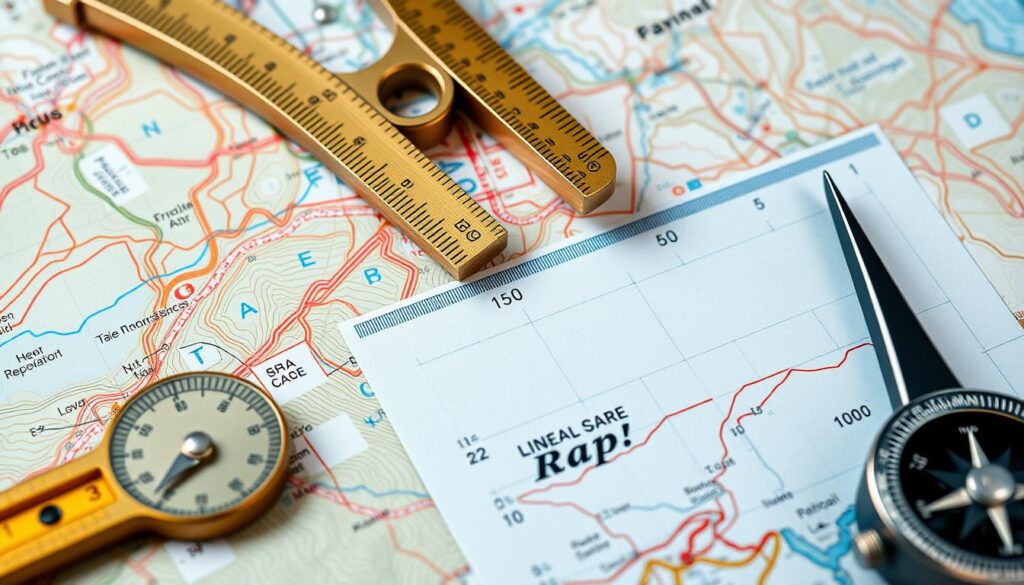 Różne typy skal i podziałek na mapach turystycznych