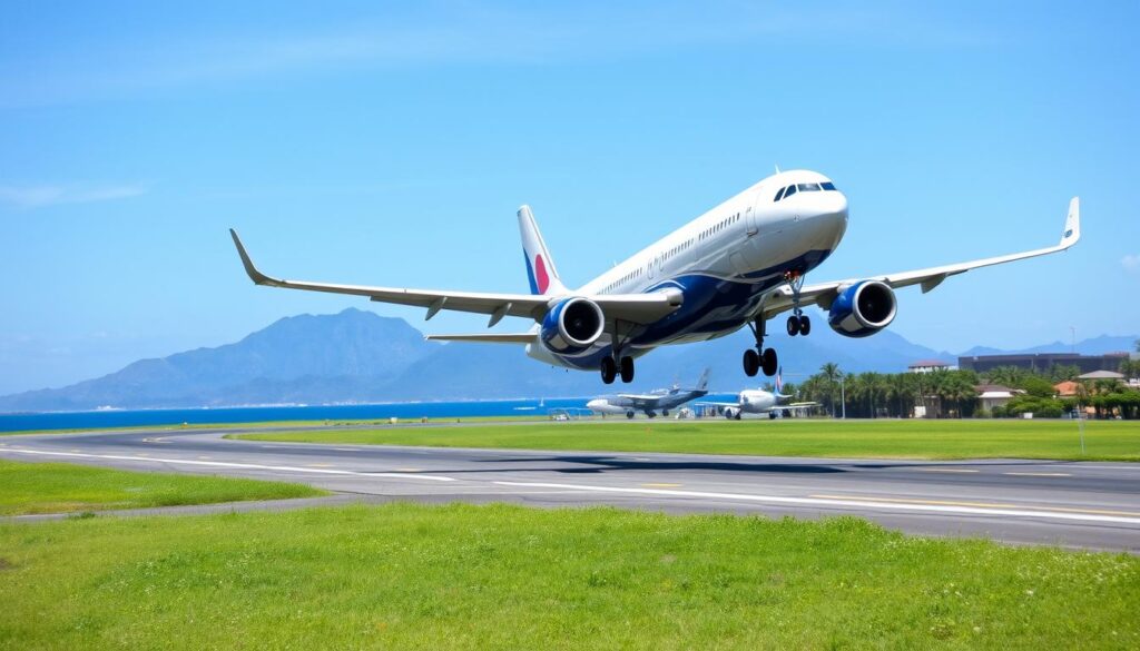 Samolot lądujący na lotnisku Ngurah Rai na Bali