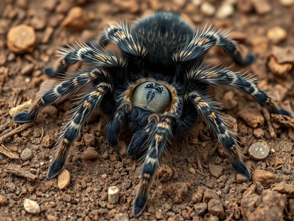 Tarantula europejska (Lycosa tarantula) na suchym podłożu Cypru