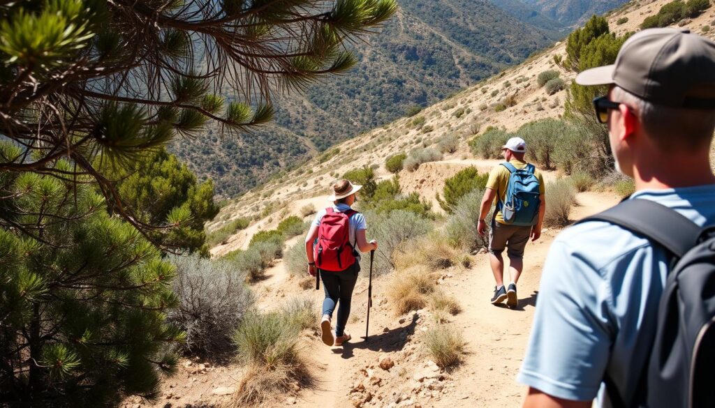 Turyści na szlaku w górach Troodos na Cyprze