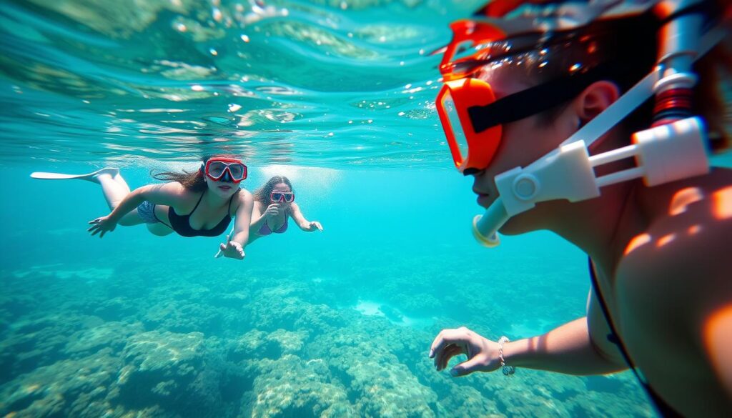 Turyści nurkujący bezpiecznie w wodach Tajlandii