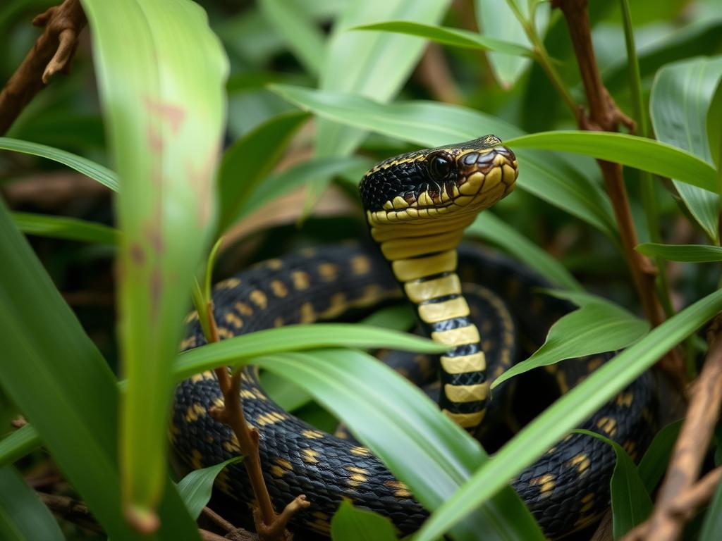 Wąż w dżungli wietnamskiej - kobra królewska w naturalnym środowisku