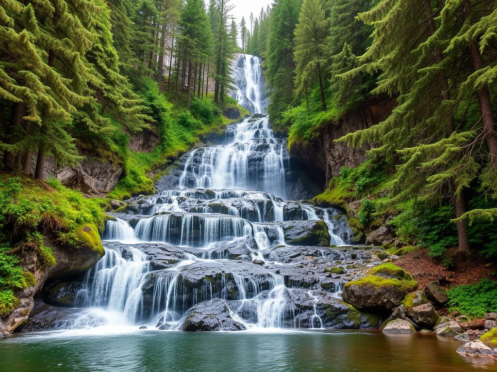Wodospad Triberg w Schwarzwaldzie (Czarnym Lesie), najwyższy wodospad w Niemczech