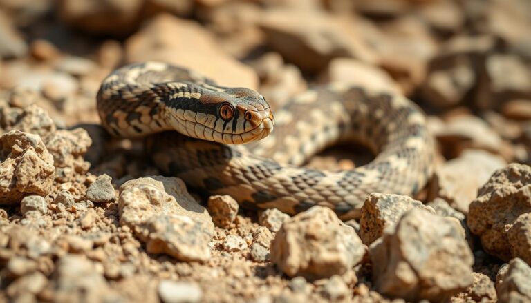 Żmija lewantyńska (Macrovipera lebetina) na kamienistym terenie Cypru