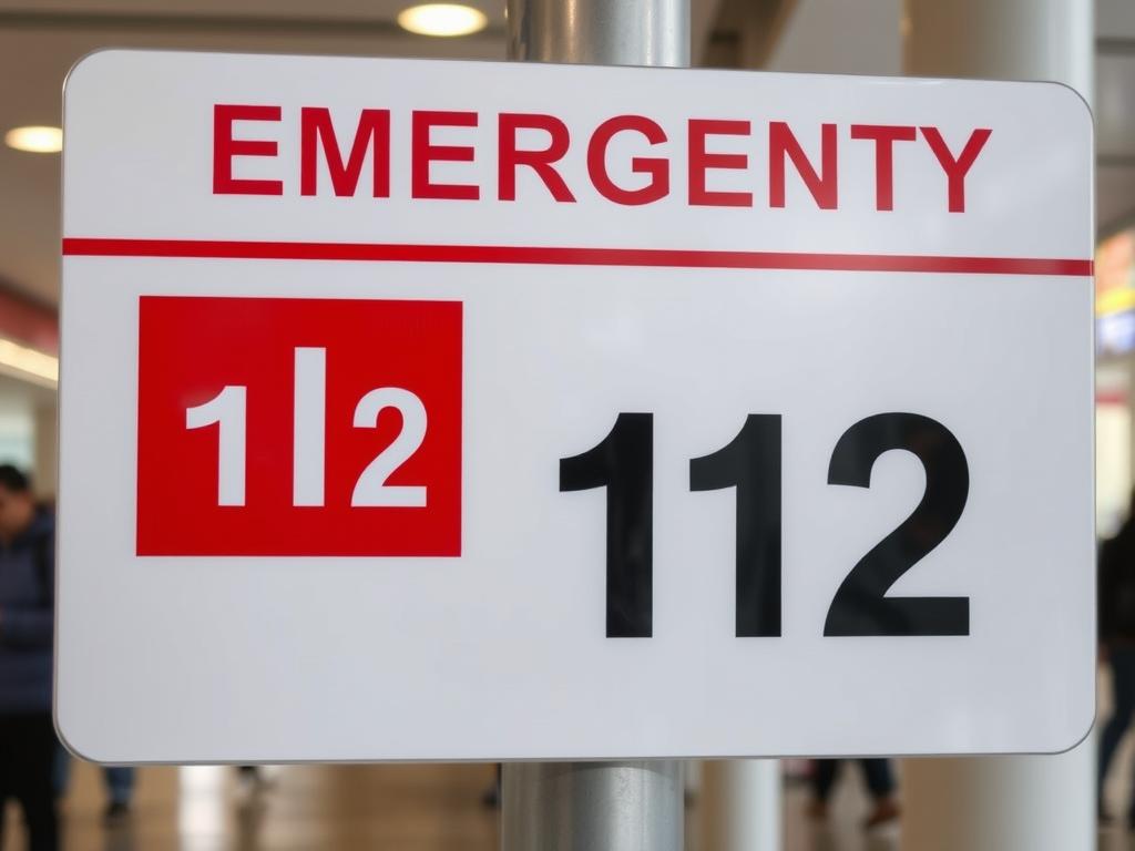 Znak z numerem alarmowym 112 na Cyprze