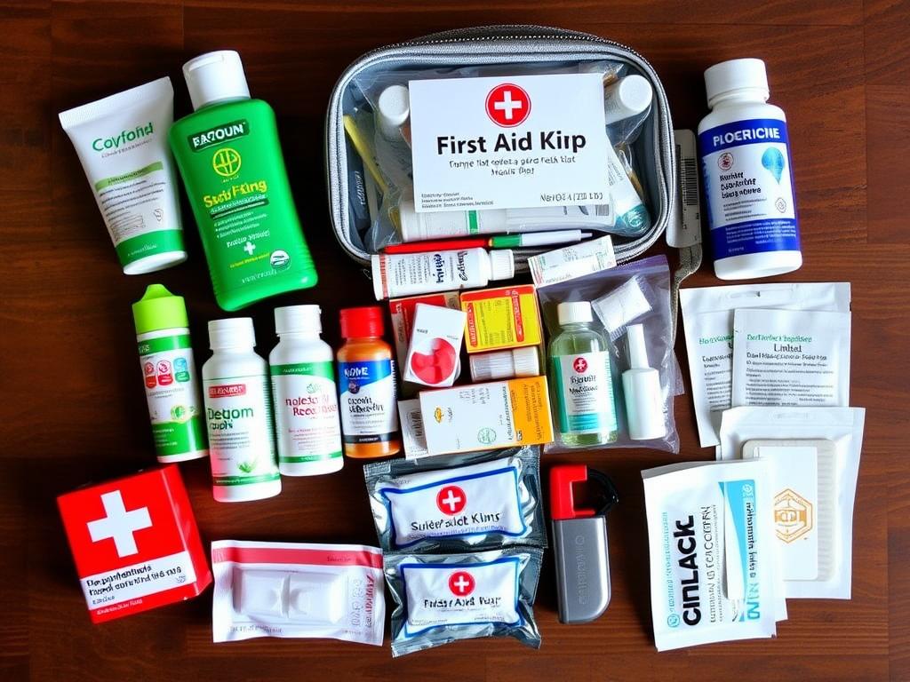 Apteczka podróżna z podstawowymi lekami i środkami ochronnymi przydatnymi na Mauritiusie