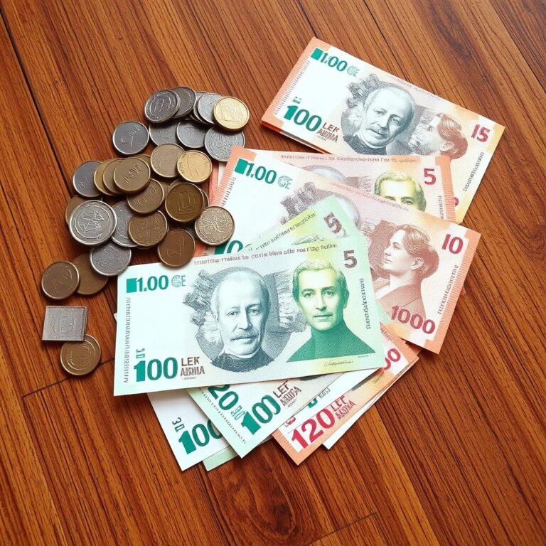 Banknoty i monety albańskie (leki) - oficjalna waluta Albanii