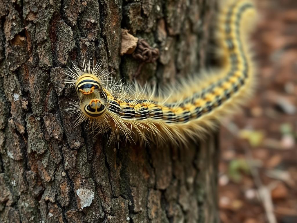 Korowódka śródziemnomorska (Thaumetopoea pityocampa) - gąsienice w charakterystycznym korowodzie