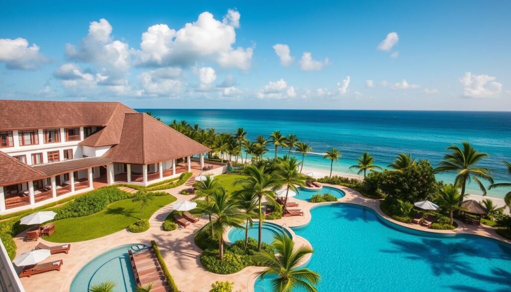 Luksusowy resort na Mauritiusie z widokiem na ocean i basenami