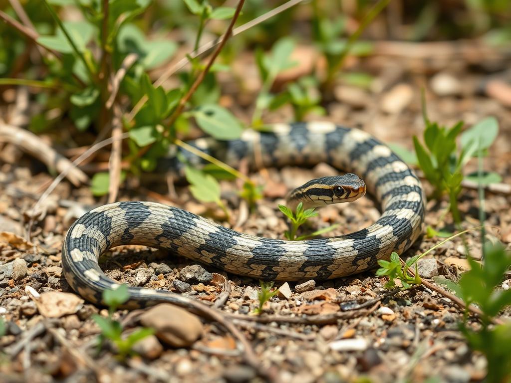 Niejadowity wąż Zamenis lineatus w naturalnym środowisku we Włoszech