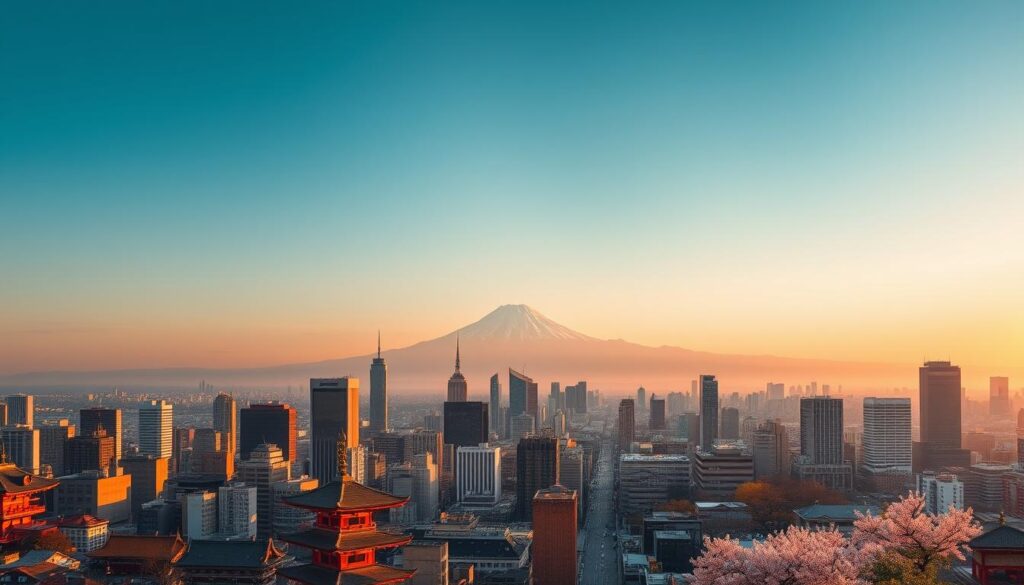 Panorama Tokio z górą Fuji w tle - Japonia czeka na turystów z różnym budżetem