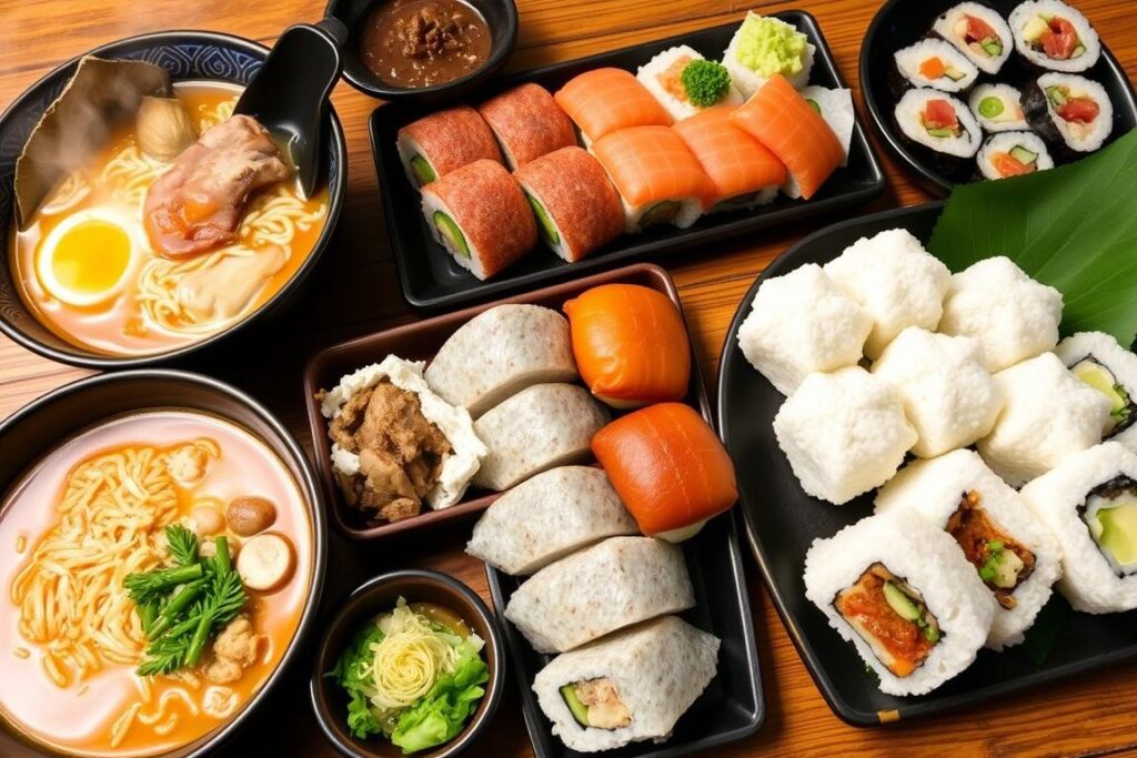 Różnorodne japońskie potrawy w przystępnych cenach - ramen, sushi, onigiri