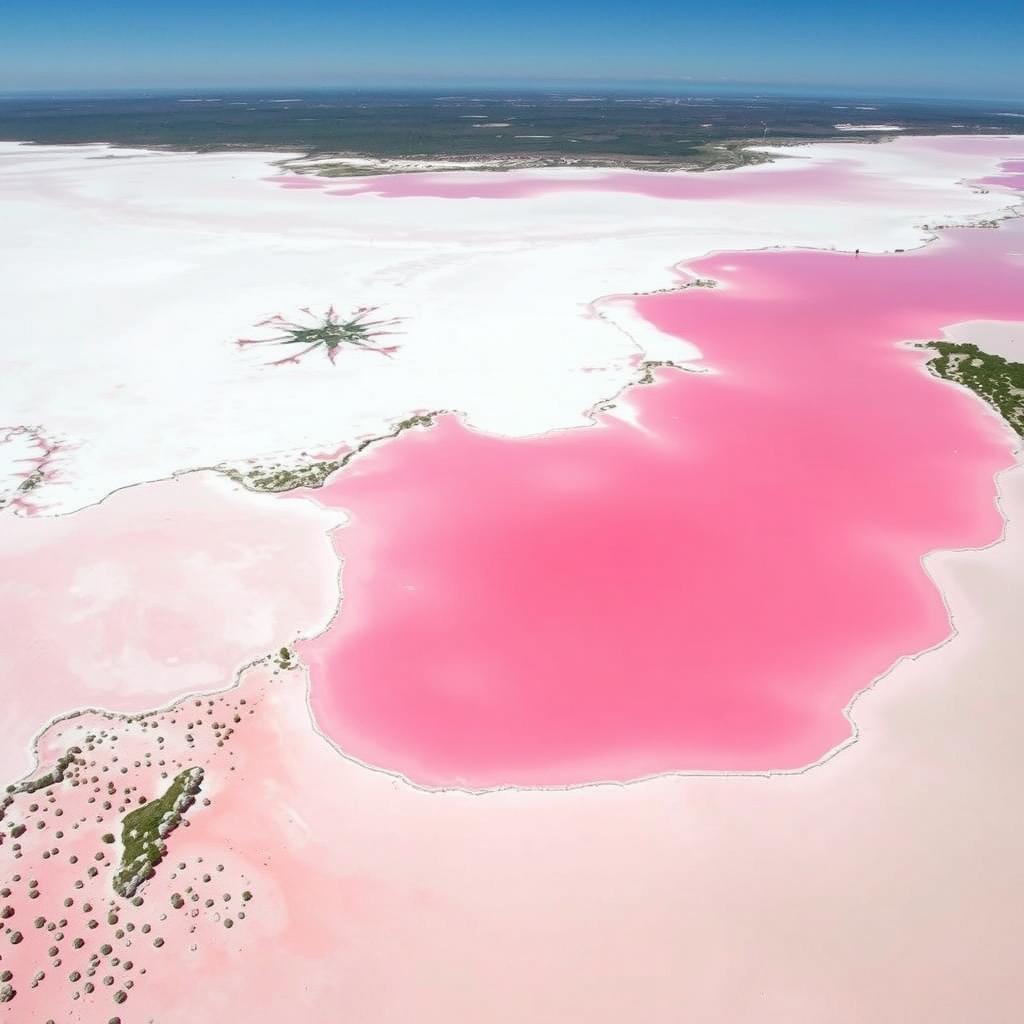 Różowe jezioro Pink Lake w pobliżu Esperance w Australii Zachodniej