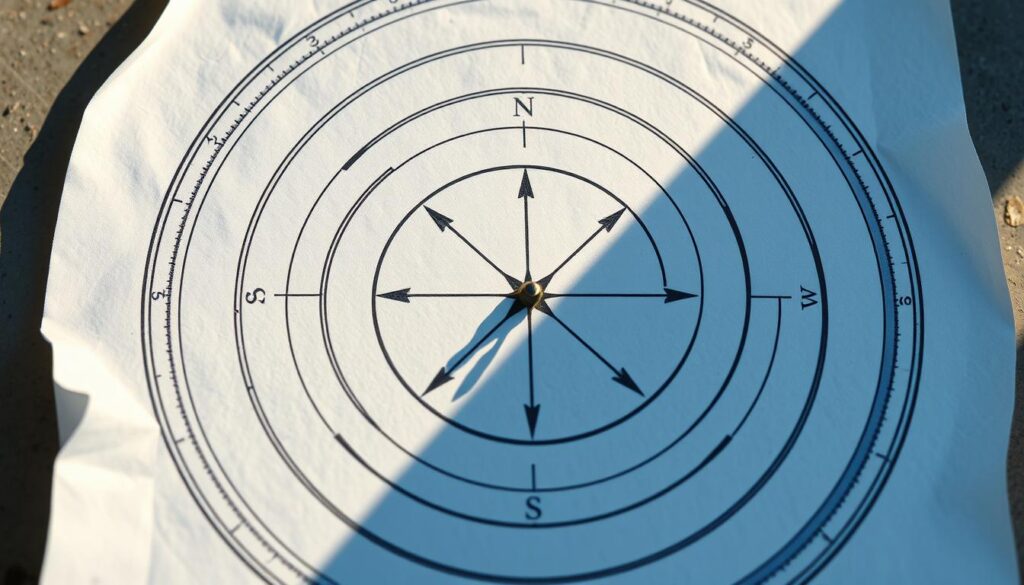 Wyznaczanie linii północ-południe na podstawie cienia gnomonu